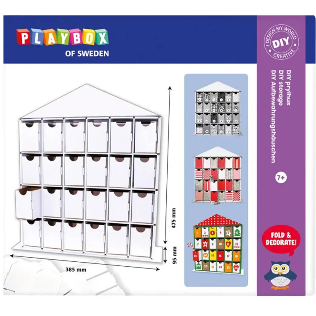 PlayBox: DIY adventný kalendár s 24 priehradkami 44,5x39x9,5 cm