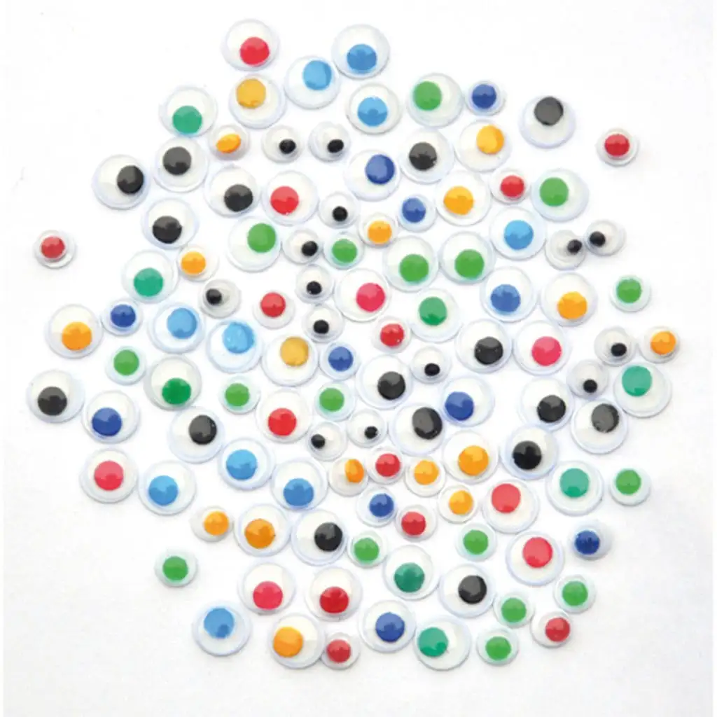 PlayBox: Dekoračné farebné oči, sada 300 kusov v dvoch veľkostiach.