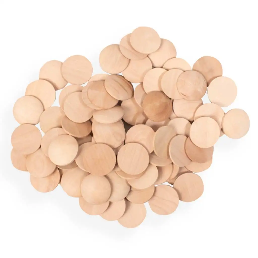 PlayBox: Drevené gombíky s priemerom 25 mm, sada 100 ks.
