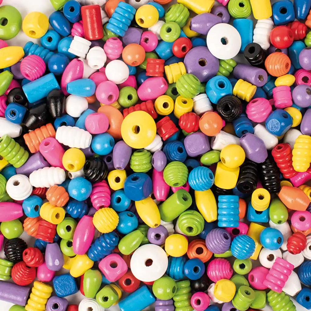 PlayBox: Drevené korálky základná farba 250g balenie