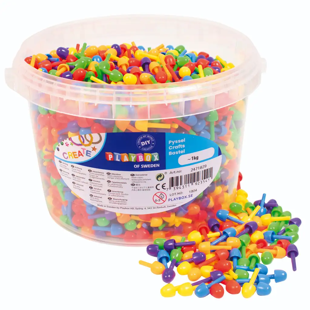 PlayBox: Farebná mozaika gombíky 2700 ks v sade, priemer 1 cm