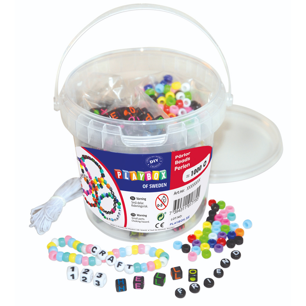 PlayBox: Farebné a písmenkové 1000 ks súpravy na varenie korálok v krabici