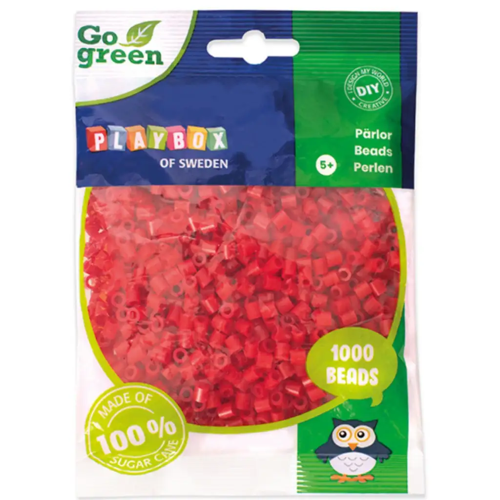 PlayBox: Go Green 5mm MIDI žehliace korálky, 1000 ks, červené
