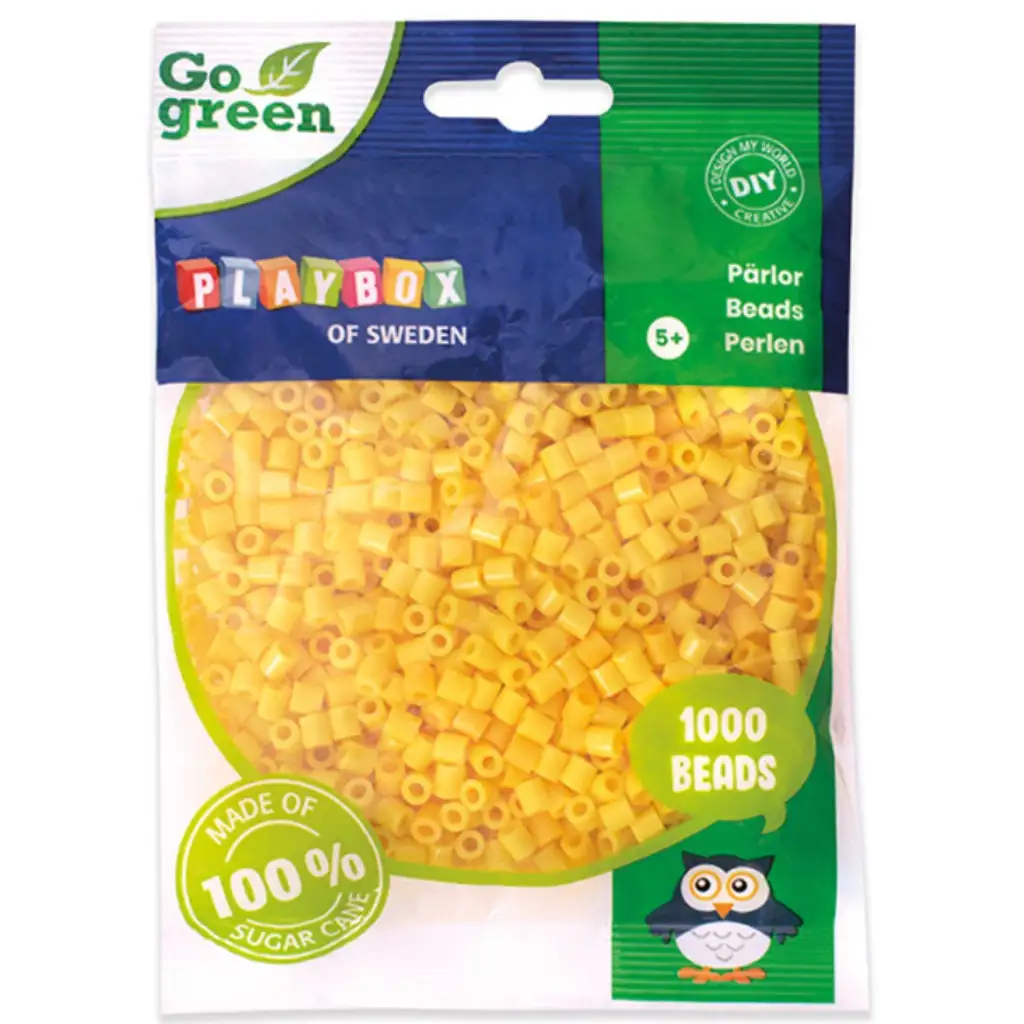 PlayBox: Go Green 5mm MIDI žehliace korálky, 1000 ks, žltá farba