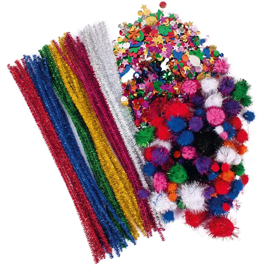 PlayBox: Kreatívna sada so zipsami, pompónmi a flitrami, 2500 kusov