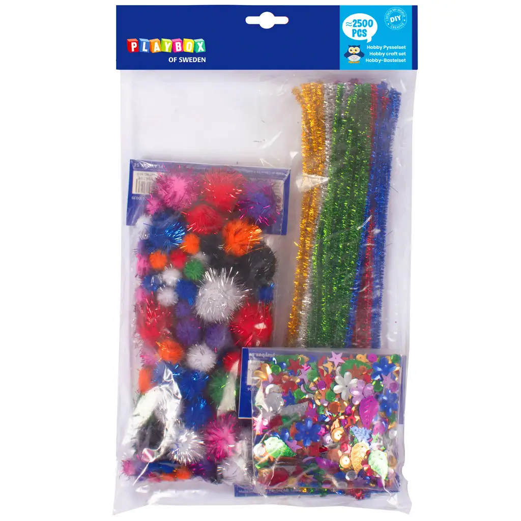 PlayBox: Kreatívna sada so zipsami, pompónmi a flitrami, 2500 kusov kép 2