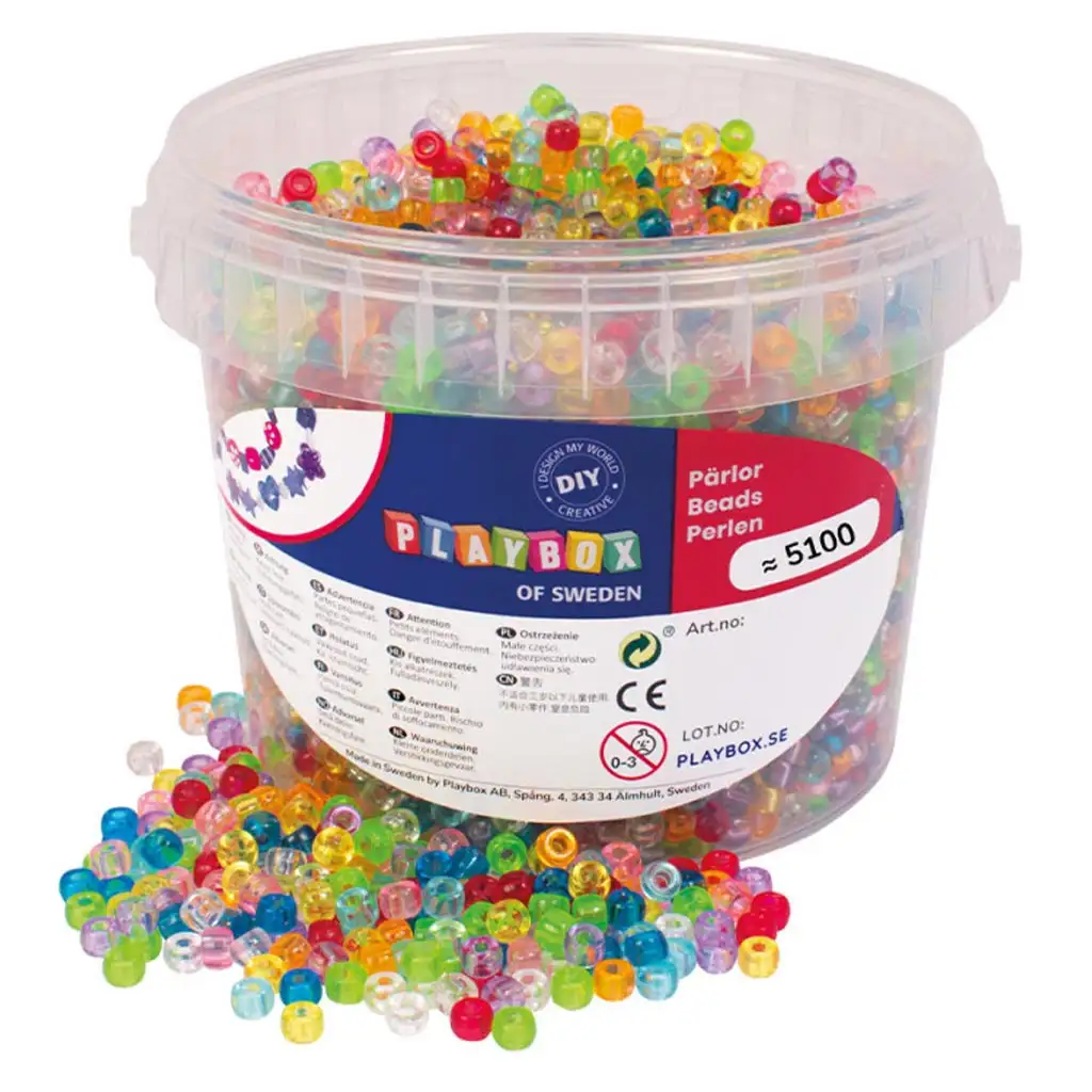 PlayBox: Malé priehľadné navliekacie korálky 5000 ks