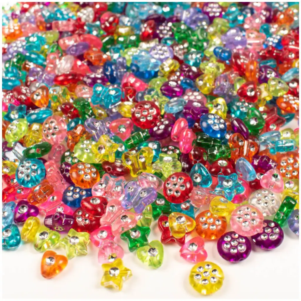PlayBox: Mix farebných navliekacích korálikov v tvare diamantu, 750 ks