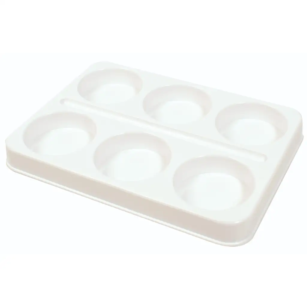 PlayBox: Prázdna paleta na 6 farieb s priehradkami pre 57mm korunky, 6 ks