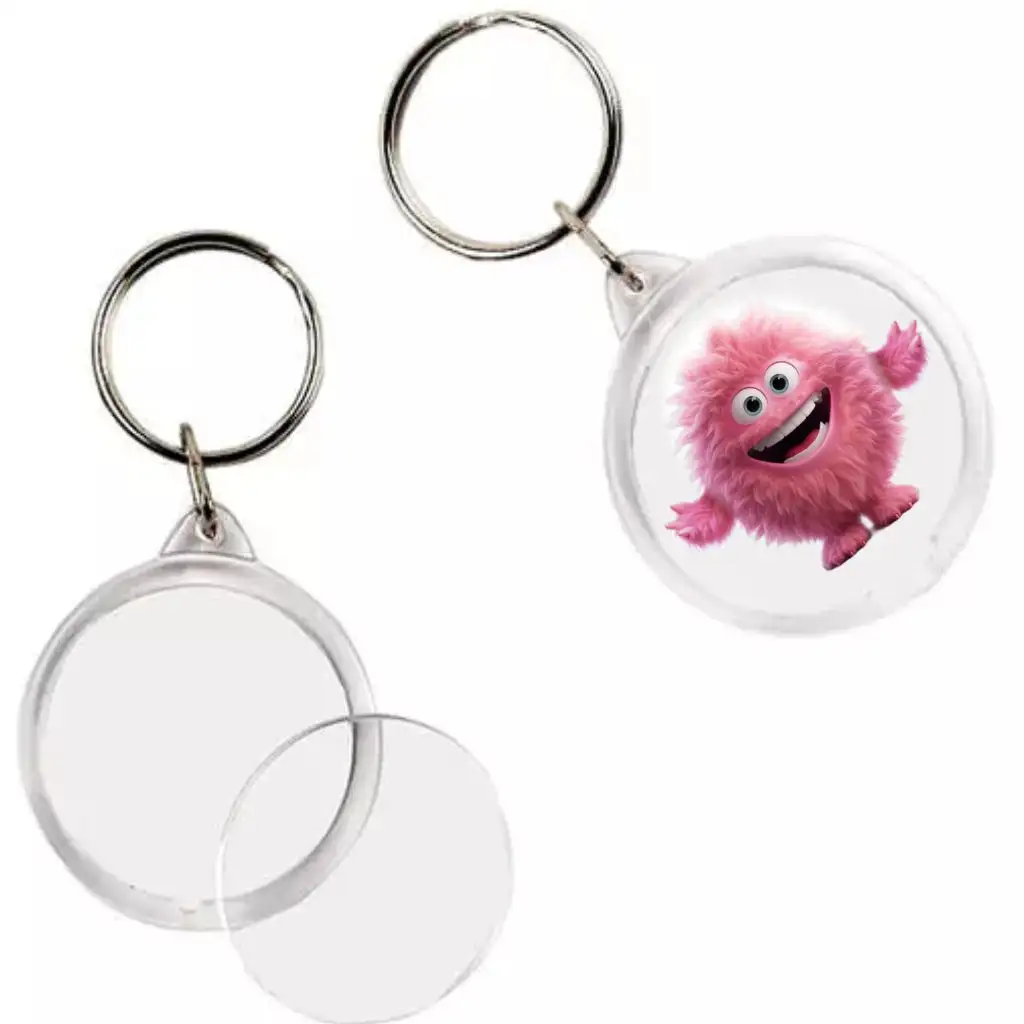 PlayBox: Priehľadný okrúhly prívesok na kľúče s priemerom 5 cm, 1 ks