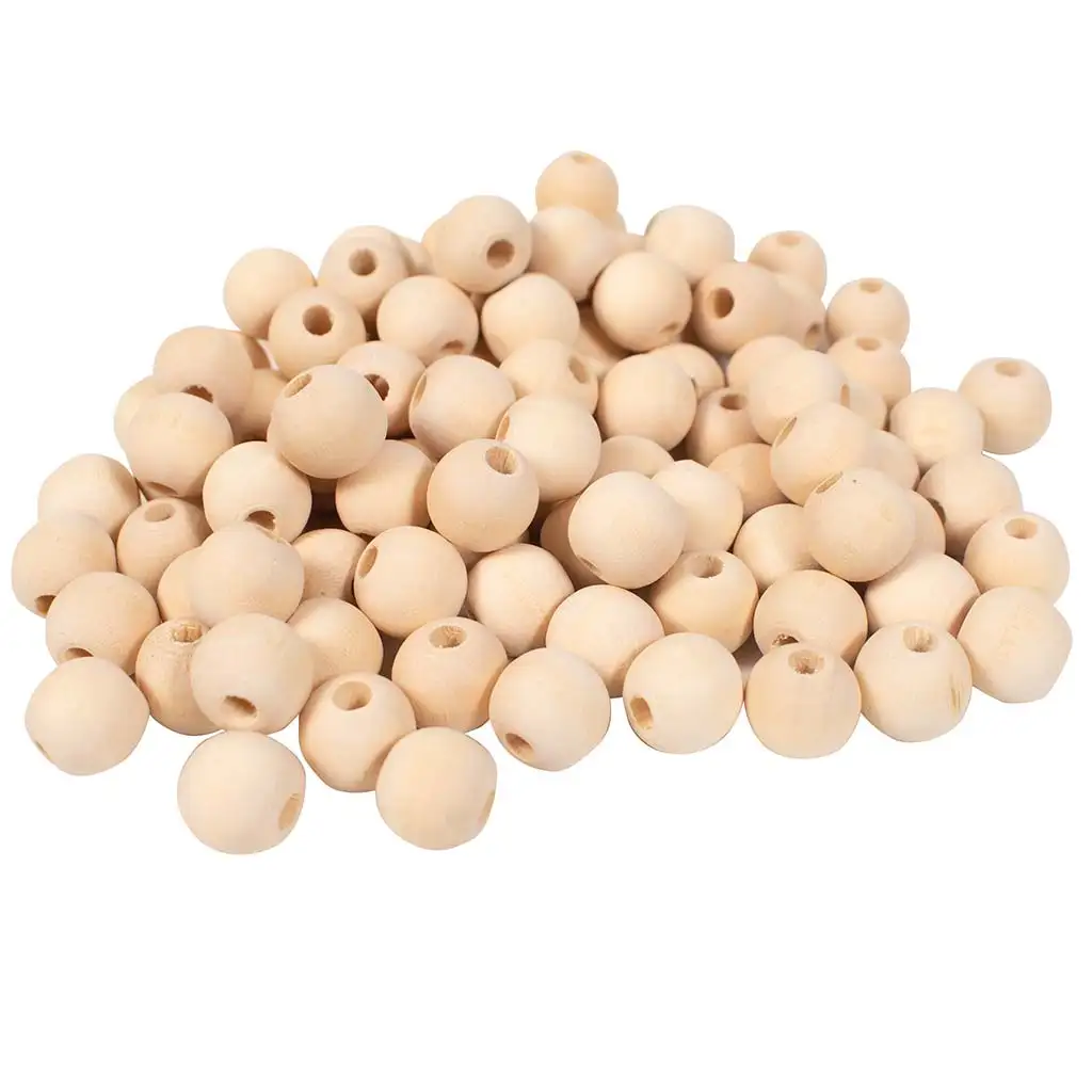 PlayBox: Prírodné drevené korálky 15mm veľkosti, balenie 100 kusov
