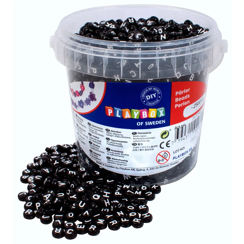 PlayBox: Sada čiernych okrúhlych korálok, 2500 kusov