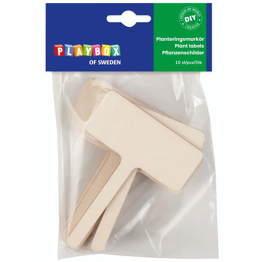 PlayBox: Sada drevených označovacích tabuliek na výsadbu, 10 ks