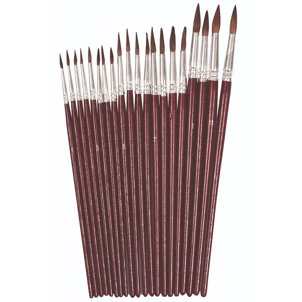 PlayBox: Sada mäkkých štetínových štetcov s okrúhlou hlavou, 20 kusov