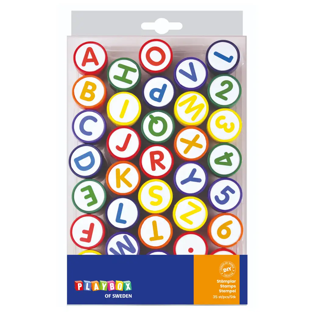 PlayBox: Sada pečiatok s písmenami a číslami, 35 kusov