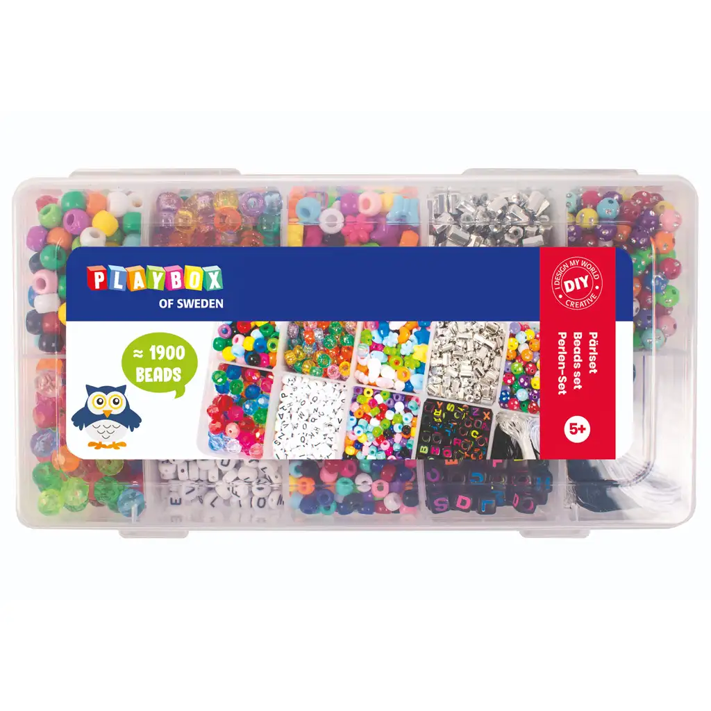 PlayBox: Sada plastových korálok v počte 1900 kusov v úložnom boxe