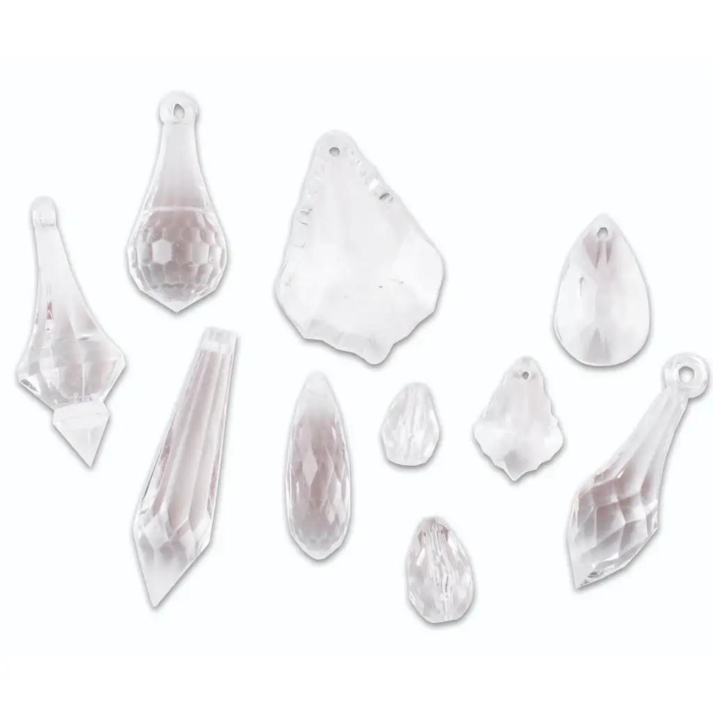 PlayBox: Sada plastových krištáľových príveskov, 50 kusov