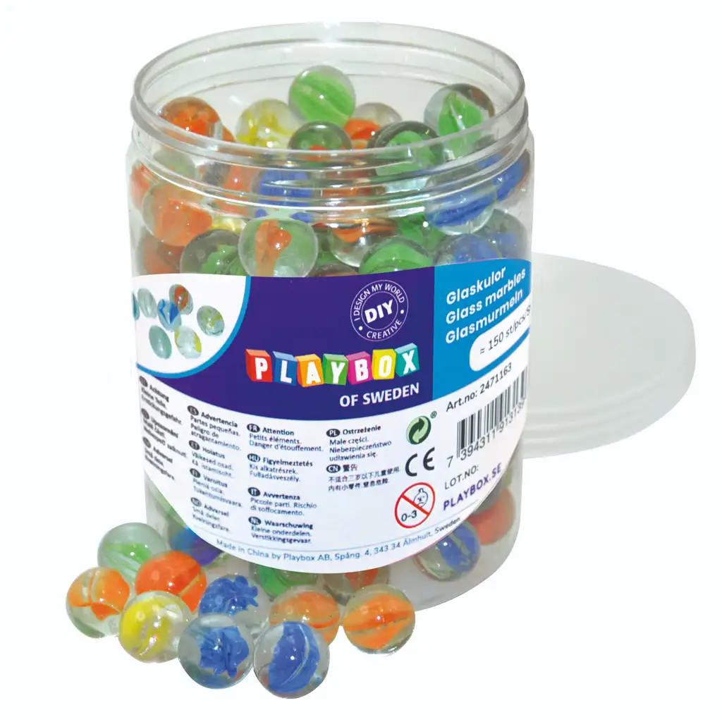 PlayBox: Sada priehľadných sklenených guličiek, 150 ks
