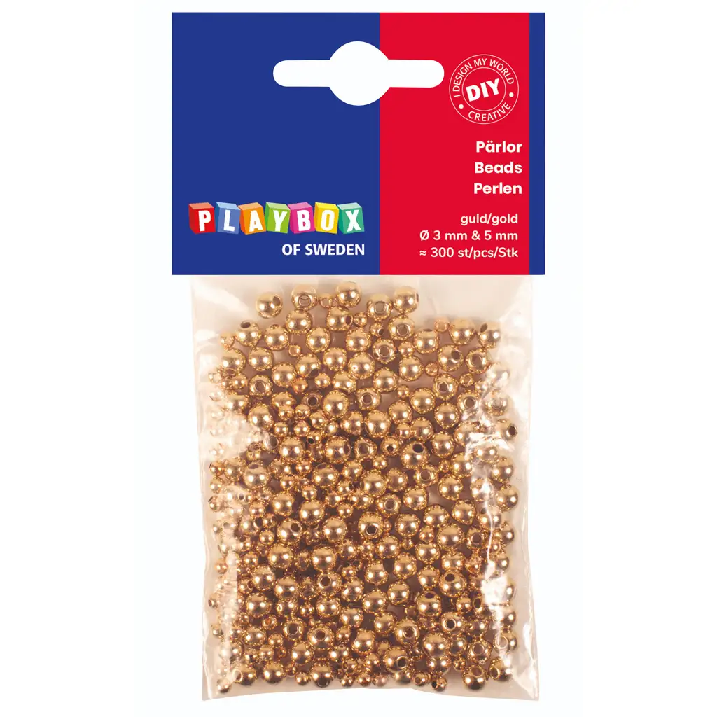 PlayBox: Sada zlatých okrúhlych korálok, 300 ks