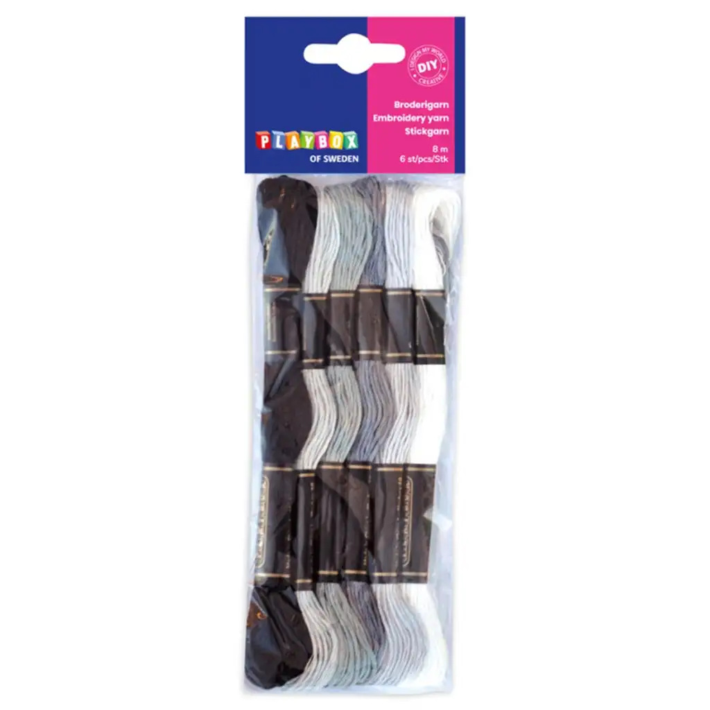 PlayBox: Súprava na vyšívanie, 6 kusov, čierno-biela