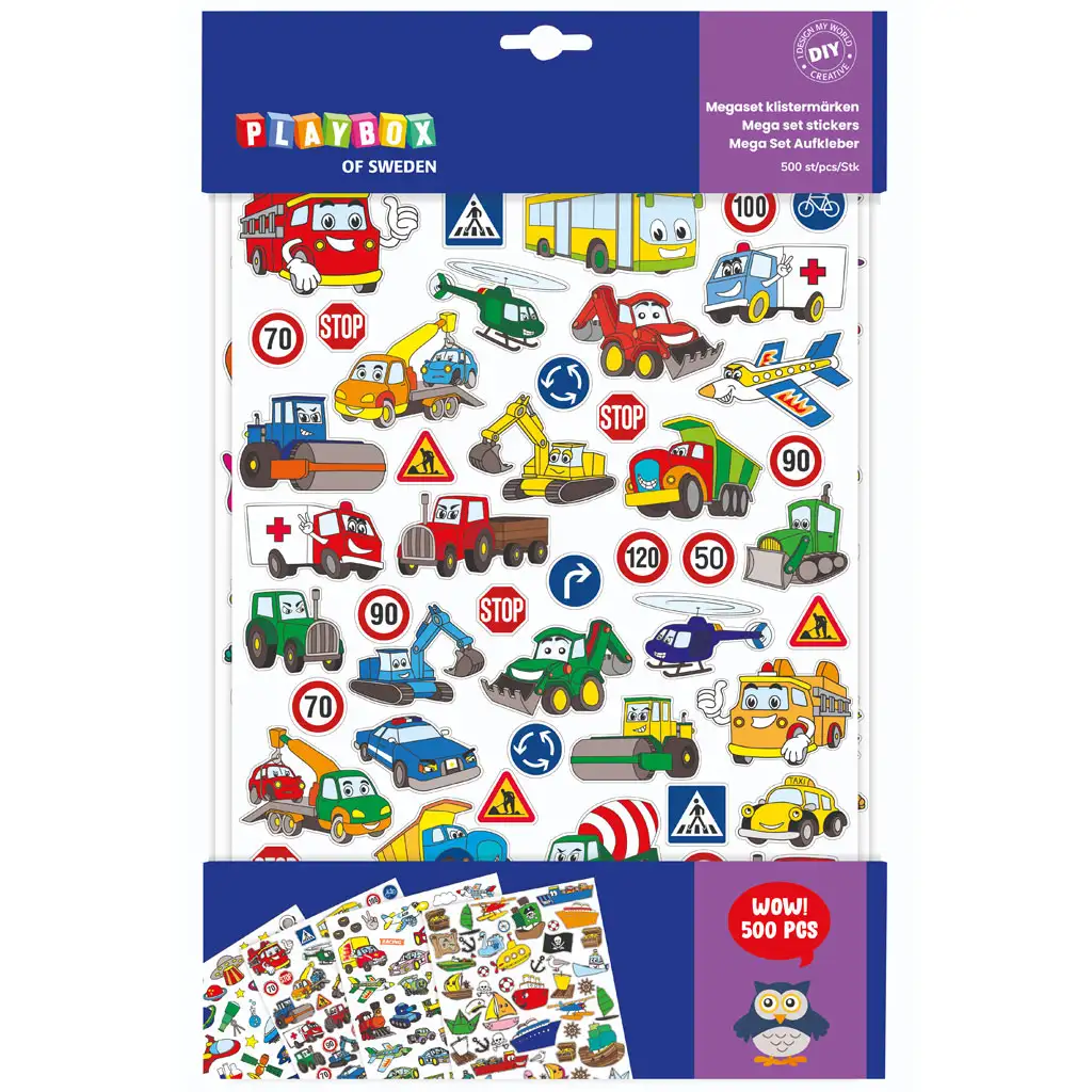 PlayBox: Vozidlá 500 ks mega sada nálepiek