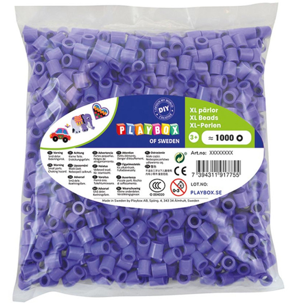 PlayBox: XL 9 mm MIDI zažehľovacie korálky, balenie 1000 ks, fialová farba