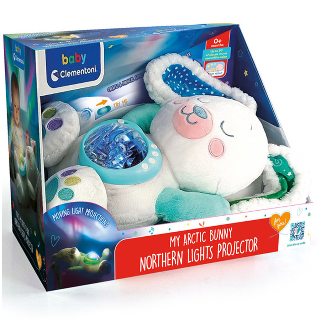 Plyšový zajačik s projektorom polárnej žiary - Clementoni baby