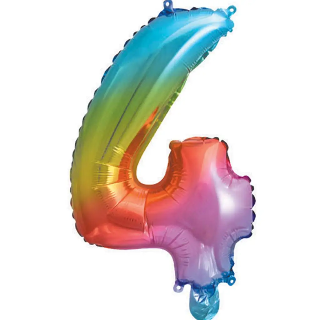 Počet fóliových balónov v kovovej dúhovej farbe – číslo 4, 34 cm