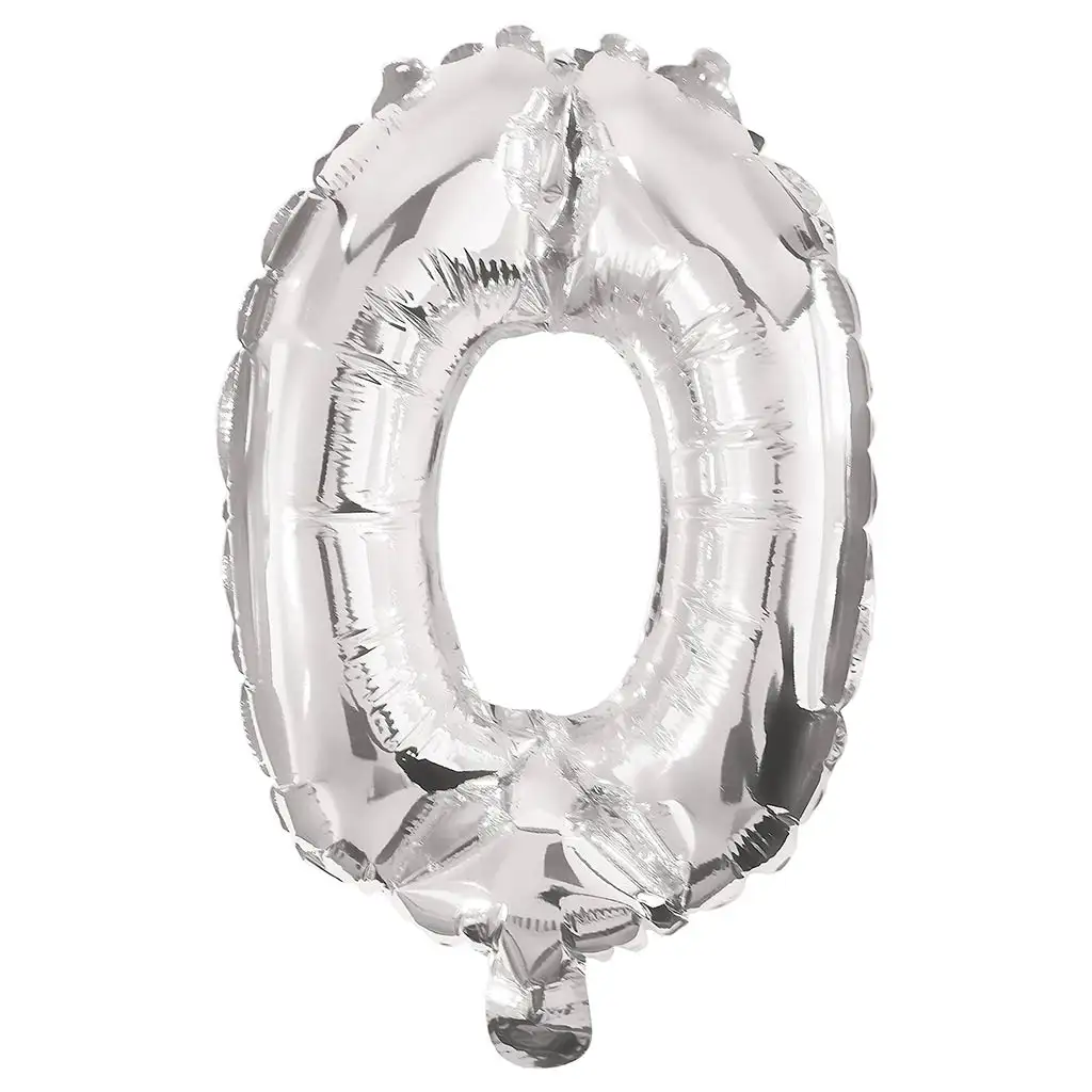 Početné fóliové balóny striebornej farby – číslo 0, 86 cm