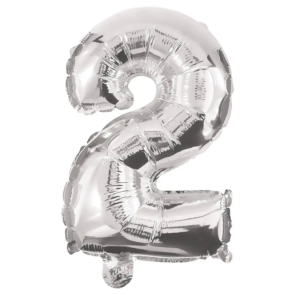 Početné fóliové balóny striebornej farby – číslo 2, 86 cm