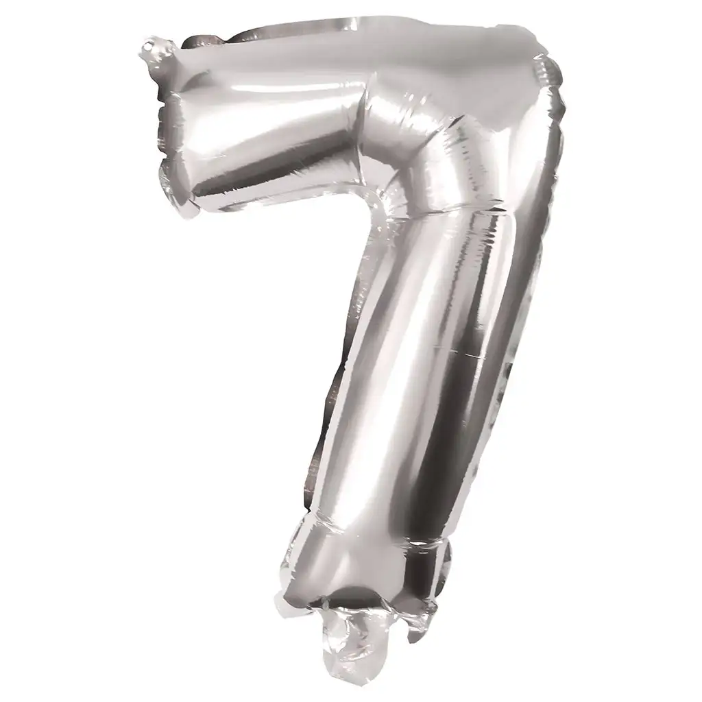 Početné fóliové balóny striebornej farby – číslo 7, 86 cm