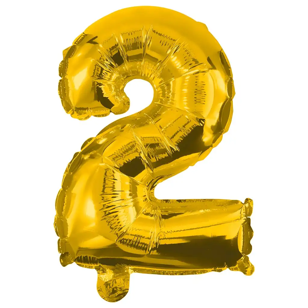Početné fóliové balóny v zlatej farbe – číslo 2, 32 cm