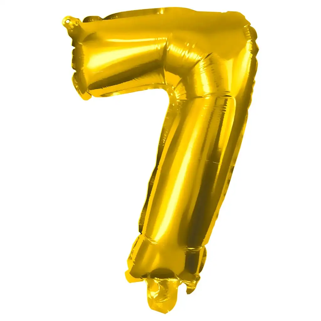 Početné fóliové balóny v zlatej farbe – číslo 7, 32 cm
