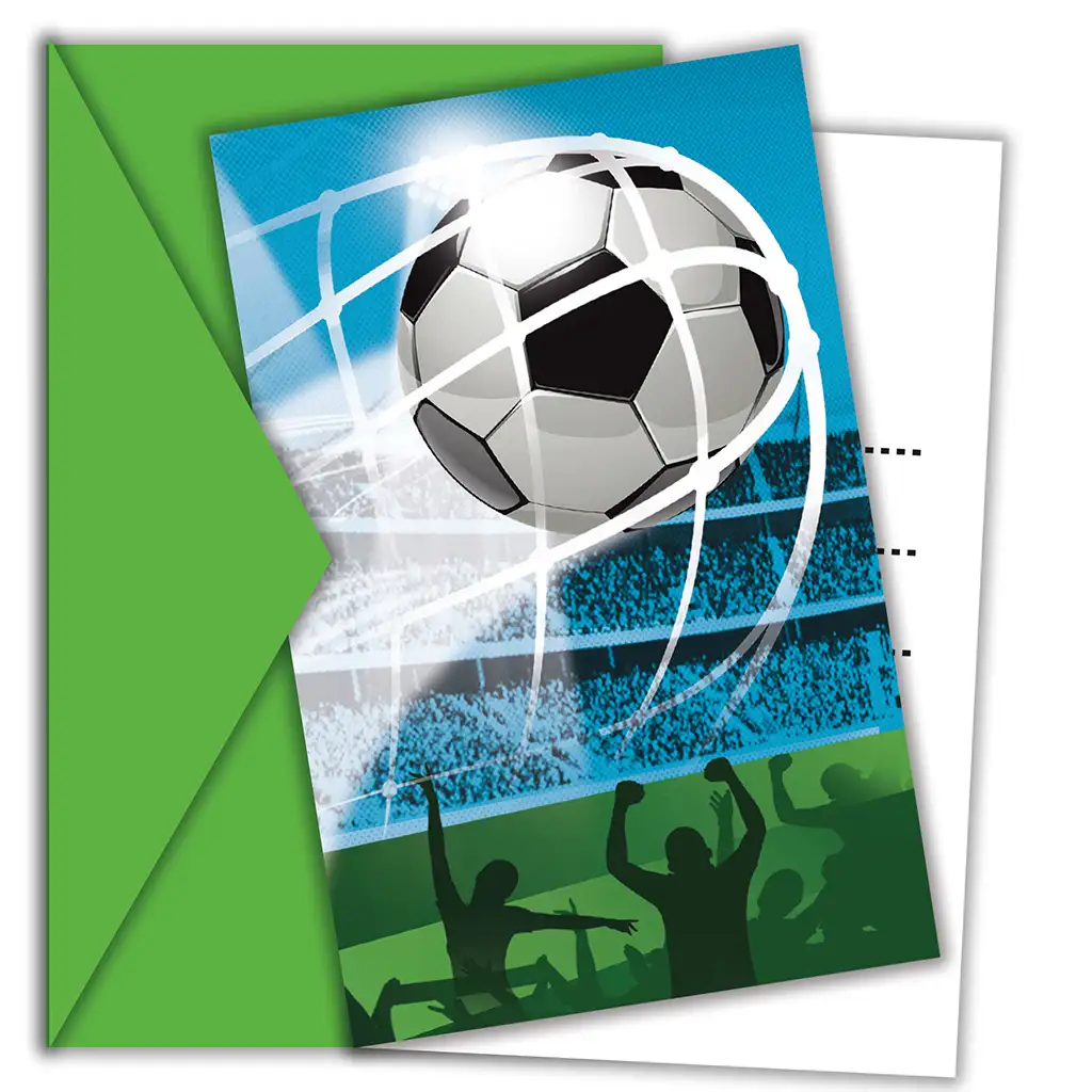 Pozvánka na futbalovú párty s obálkou, sada 6 ks