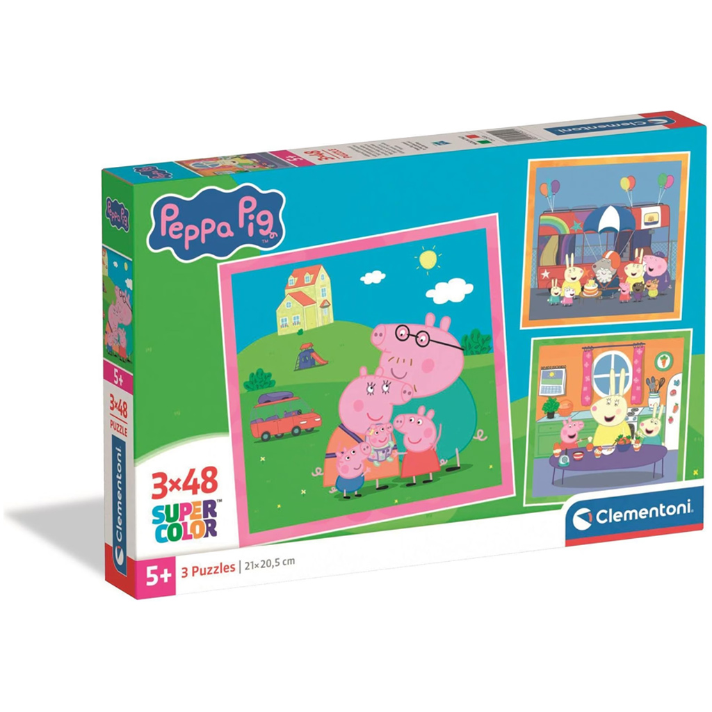Prasiatko Peppa 3×48 dielikov Super Color puzzle - Clementoni