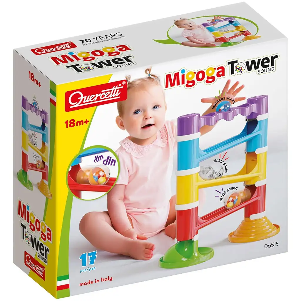 Quercetti: Migoga Tower 17-dielna guľôčková dráha hracia súprava