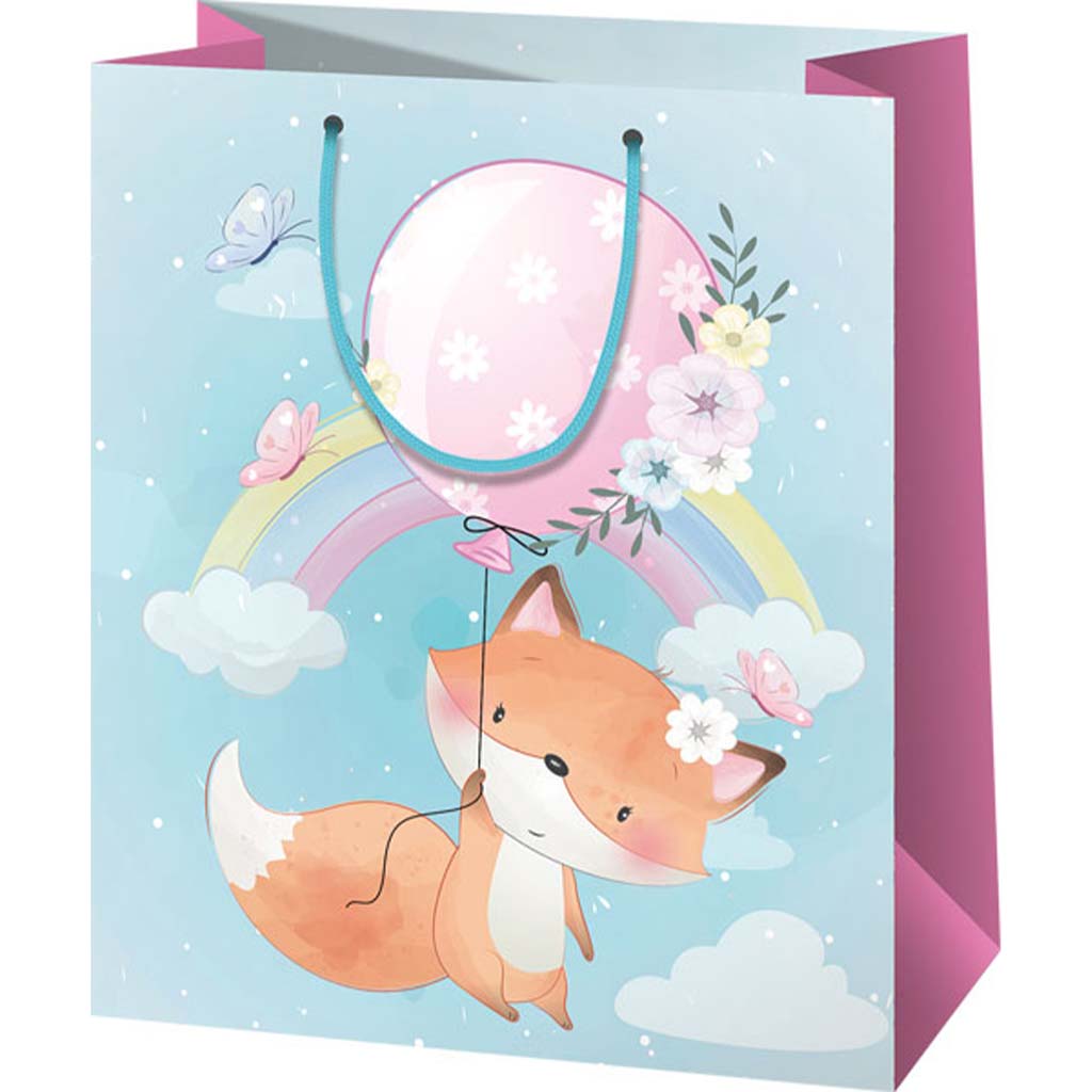 Roztomilá líška na oblohe vzorovaná veľká exkluzívna darčeková taška 27x14x33cm kép 1