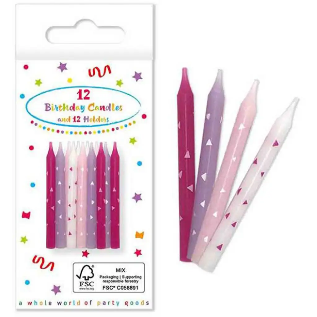 Ružové narodeninové sviečky 12 ks