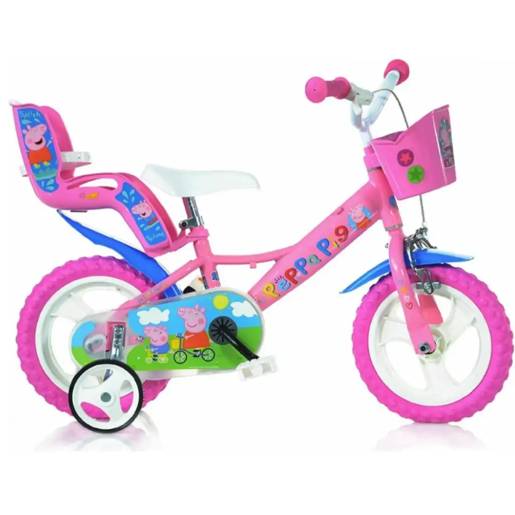 Ružový detský bicykel Peppa Pig vo veľkosti 12 - bicykel Dino Bikes