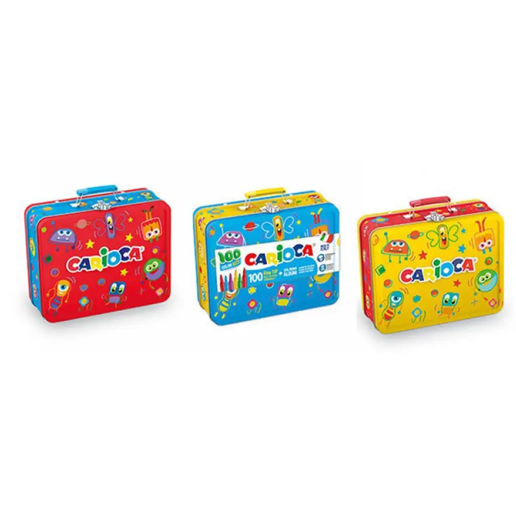 Sada 100 fixiek v kovovej krabici s omaľovánkou - Carioca kép 2