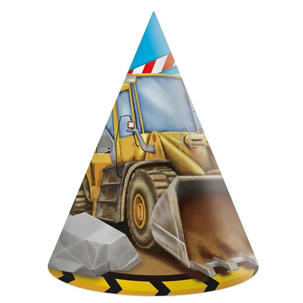 Sada párty klobúkov s motívom pracovných strojov, 6 ks