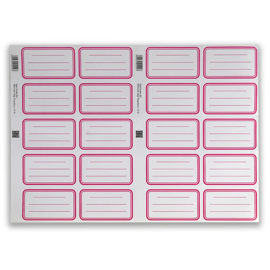 Sada štítkov na zošity s červeným rámom, 20 ks