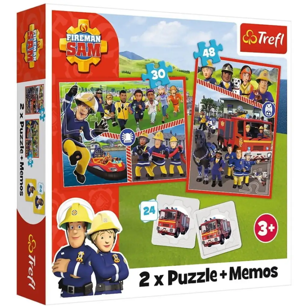 Sam a hasič puzzle a pamäťová karta 2 v 1 sada - Trefl kép 1