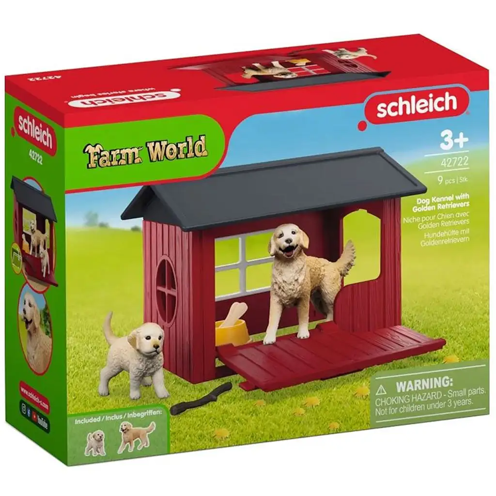 Schleich Farm World – Psia búda so zlatými retrievrami hracia súprava (42722)