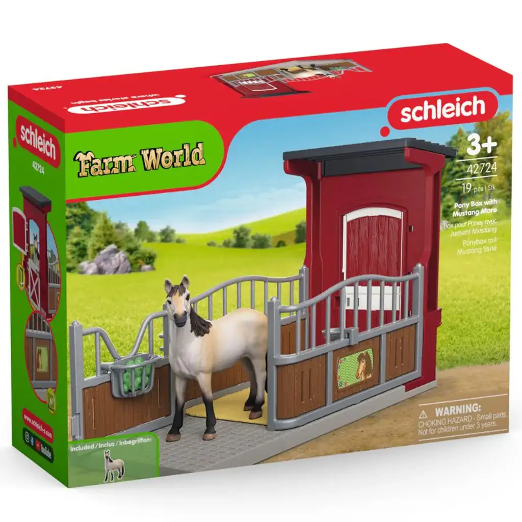 Schleich: Farm World - Stajňa s figúrkou mustanga hracia súprava (42724)