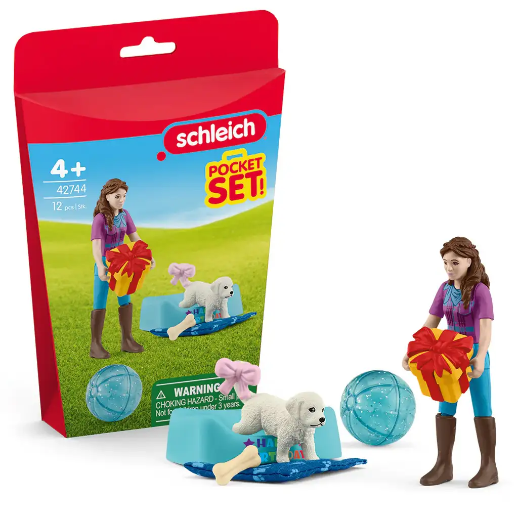 Schleich: Narodeninová oslava s Lizou a jej psíkom hracia sada (42744)