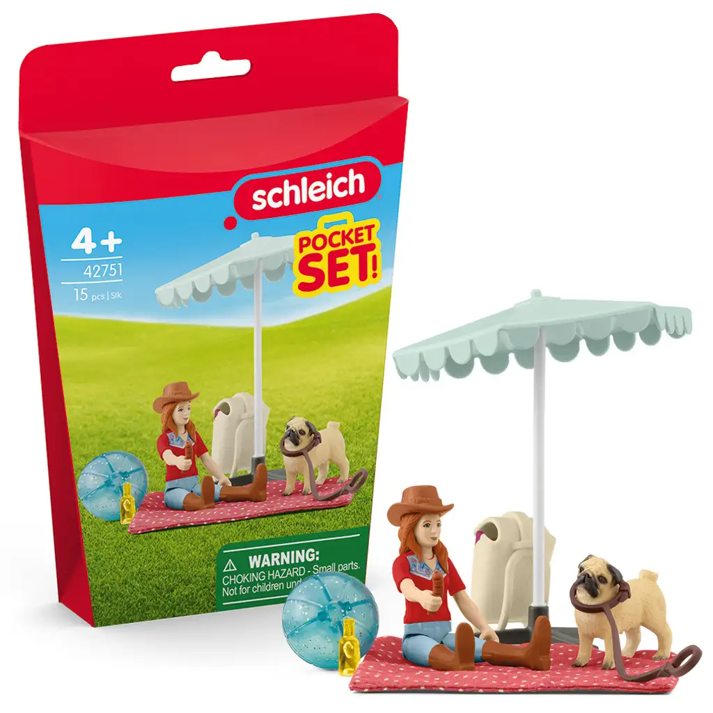Schleich: Výlet Hannah a jej mopslíka k jazeru hracia súprava (42751)