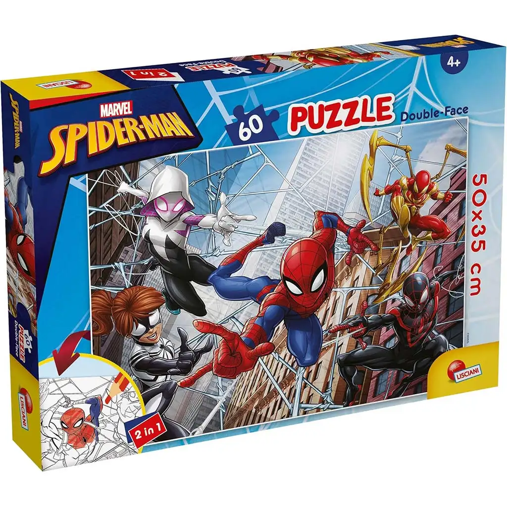 Spider-Man 2 v 1, 60-dielne puzzle a omaľovánka, 50x35 cm – Lisciani