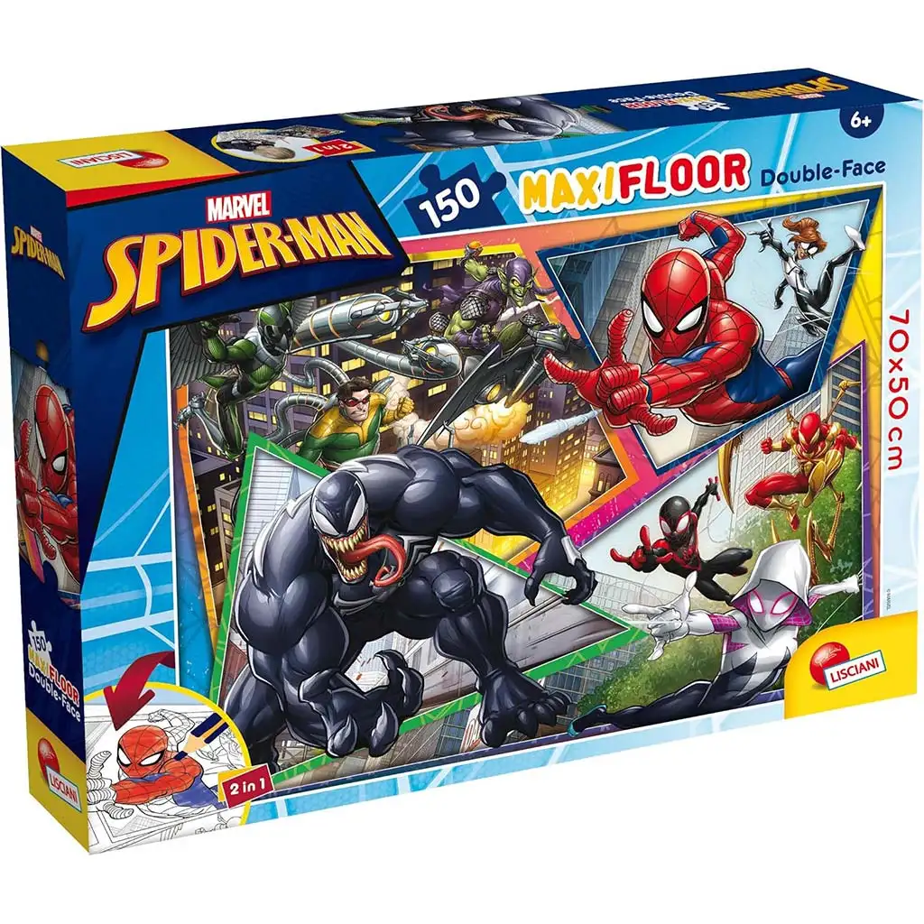 Spider-Man 2 v 1 maxi 150-dielne puzzle a omaľovánka 70x50 cm - Lisciani