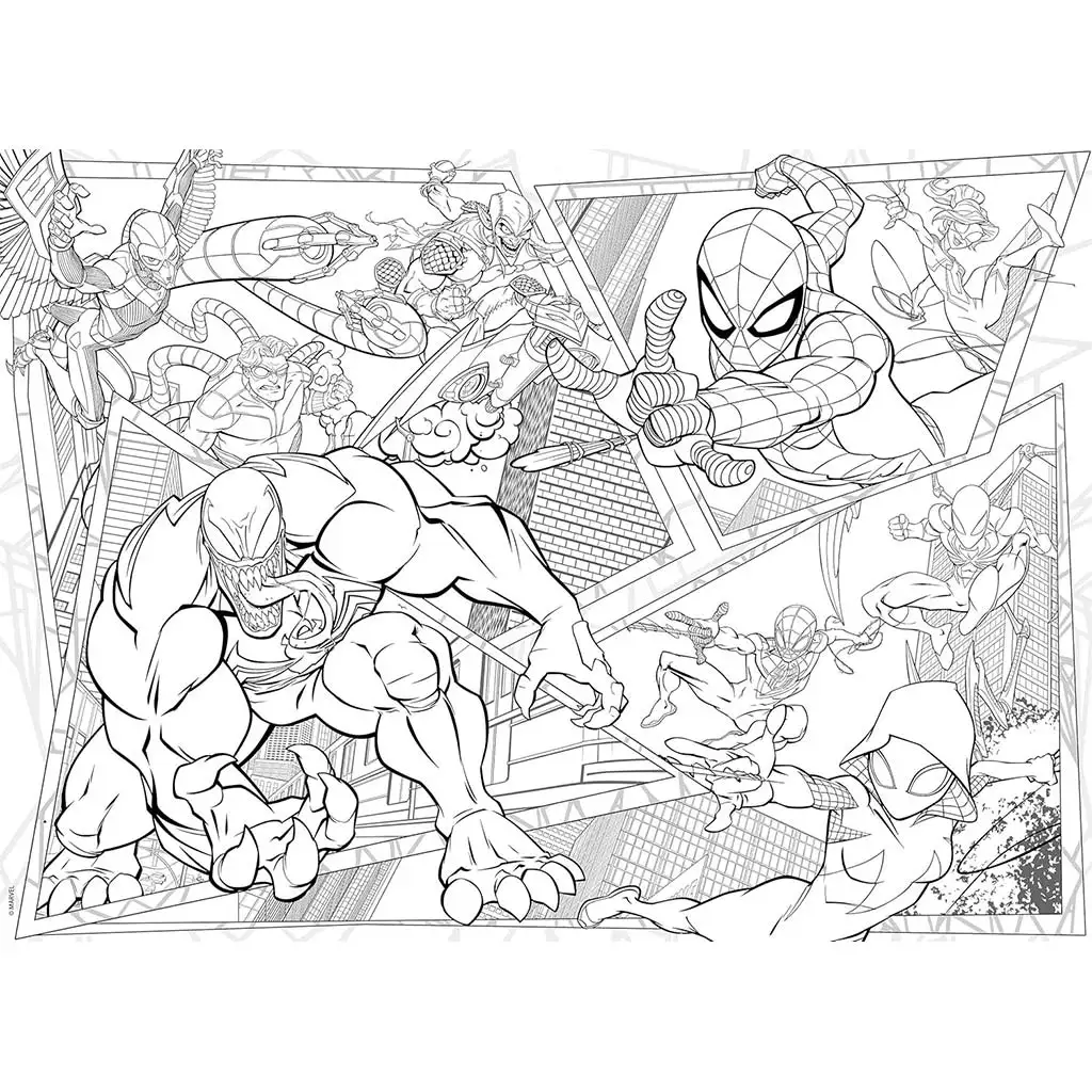 Spider-Man 2 v 1 maxi 150-dielne puzzle a omaľovánka 70x50 cm - Lisciani kép 2